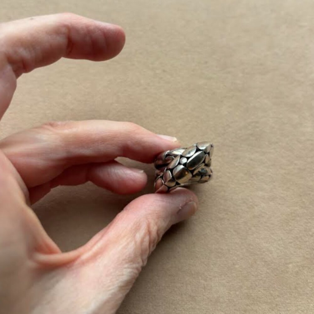 Vintage John Hardy Sterling Silver 925 Kali Pebble Crossover Ring - size 7